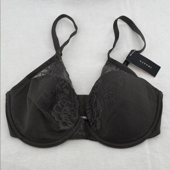 Natori Other - Natori Bra Wm 32DD (E) Avail Dark Gray Underwire Sheer Lace Pretty